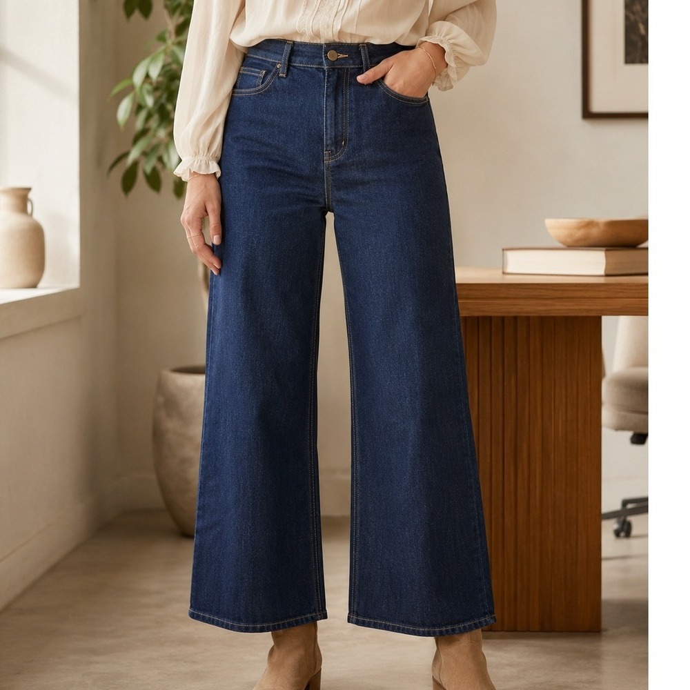 Old Navy Wow‎ Wide Leg Jeans Womens 24 Dark Wash High Rise Stretch Denim Pants